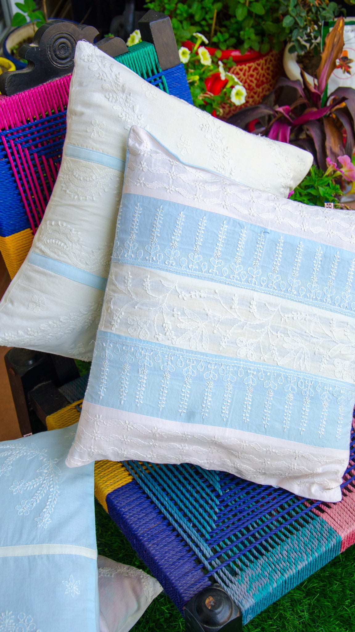 Chikankari Assorted Cushion Covers